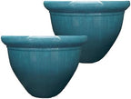 The HC Companies Pizzazz Round Planter Pot, 12 Inch, Blue Drip, 2-Pack by TheHCCompanies