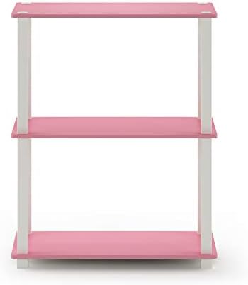 Furinno TURN-S-TUBE Storage Shelves, 3-Tier Book Shelf, Corner Shelf, Toolless Open Shelves, for Organization and Storage, Living Room, Garage, Home Office, Pink - Image 6