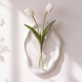 Modern Wall Mounted Resin Vase with Magnetic Glass Tube, White by Singhoow
