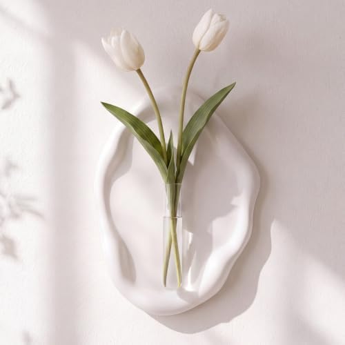 Modern Wall Mounted Resin Vase with Magnetic Glass Tube, White by Singhoow