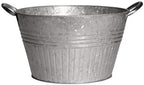 Headwind Decorative Planter - Round Galvanized Tub Planter with Handles – 10 Inch Lightweight Metal Planter with Drainage Hole – Galvanized Steel Tub for Plants - Metal Flower Pot by Robert Allen by Headwind