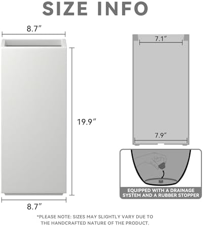 Kante Small Column Square White Concrete Planter 19.9" H, Outdoor - Image 2