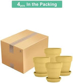 vensovo 6 Inch Yellow Terracotta & Clay Pots with Saucer, 4 Pack - Image 7