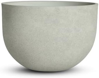 Large Resin Planter Pot for Trees Big Flower – Lightweight Round Plant Pot with Stone-Textured Finish, Weather-Resistant Decorative Outdoor & Indoor (Large - 17.7") by Unknown