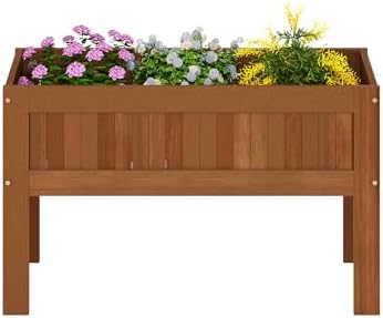 Furinno TIOMAN Planter Box, Outdoor Elevated Standing Planter Box, Raised Garden Bed with Legs, Outdoor, Indoor, Garden, Patio, Balcony, Natural - Image 4
