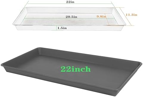 VUWEZ 2 Pack Plant Growing Nursery 1020 Trays, Plant Saucer Tray, Heavy Sturdy Seed Starting Trays, Plant Starter Trays for Indoors No Holes, Seed Starter Growing Tray (22"x11.2", Gray) - Image 2