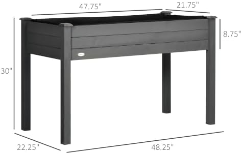 Outsunny Raised Garden Bed with Legs, Bed Liner 48" x 22" x 30", Dark Gray - Image 7