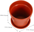 Homoyoyo 10pcs Terracotta Color Plastic Flower Pots with Saucer, 14.5cm Diameter Tabletop Planter Pots for Succulent and Indoor Plant Nursery, Garden Planting Container Set - Image 2