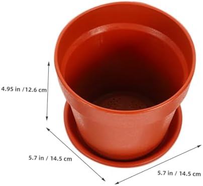 Homoyoyo 10pcs Terracotta Color Plastic Flower Pots with Saucer, 14.5cm Diameter Tabletop Planter Pots for Succulent and Indoor Plant Nursery, Garden Planting Container Set - Image 2