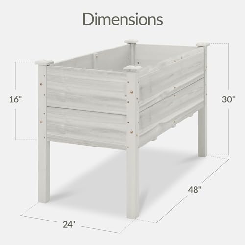 Best Choice Products 48" x 24" x 30" Raised Garden Bed with Extra Deep 16" Depth, Elevated Wood Planter Box Stand for Backyard, Patio, Balcony, Natural Fir Wood - White - Image 2