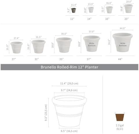 Crescent Garden Brunello Small Classic Planter, Indoor/Outdoor Weather-Safe Round Plant Pot, Small Resin Houseplant Pot - 12'' W (Terracotta-Color) - Image 2