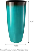 Glitzhome 30" H Tall Outdoor Planter, Set of 2 Large Tall Planters with Gradient Turquoise Faux Ceramic Finish, Plastic Large Flower Pots for Porch Garden Indoor All Season Decor,with Drainage Holes - Image 2