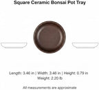 Square Ceramic Bonsai Pot Tray - Brown Glazed Saucer for Water Retention & Desk Protection, Solid Clay Base for Indoor Plant Displays - Image 7