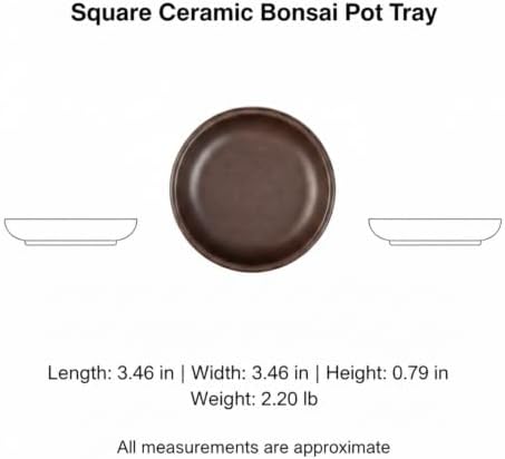 Square Ceramic Bonsai Pot Tray - Brown Glazed Saucer for Water Retention & Desk Protection, Solid Clay Base for Indoor Plant Displays - Image 7