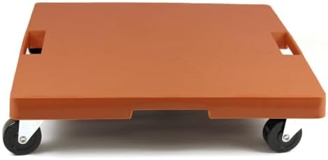 DeVaultEnterprises 16" Square Rolling Plant Caddy, Heavy Duty Plant Stand with Wheels, Indoor Outdoor Planter Base (1, Terracotta/Handle) by Unknown