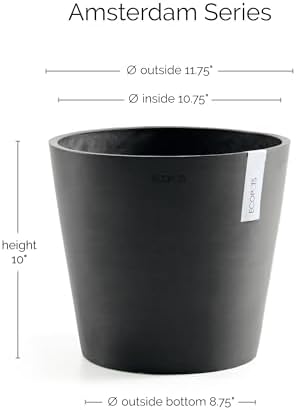 Ecopots Amsterdam Round Flower Planter, Dark Grey, 12" - Image 2
