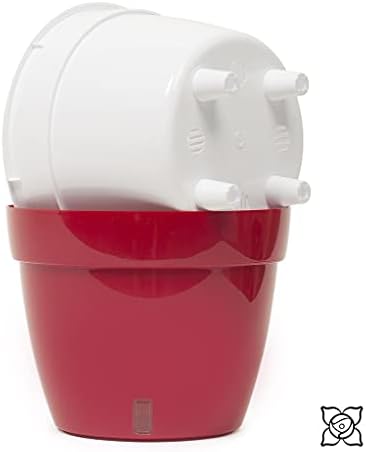 Gardenera 11.8" ASTI Self Watering Planter in RED-Pearl/White - Modern Flower Pot with Water Level Indicator for All House Plants, Flowers, Herbs, Succulents and Hanging Plants - Image 3