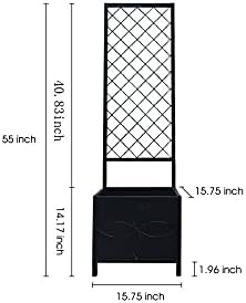 Zhongma 15.75 x 15.75 x 55 in Raised Garden Bed with Trellis,Heavy Duty Plant Box for Climbing Plants with Drainage Hole, Metal Lattice Planter Gardon Box with Inner Fabric Liners. - Image 3