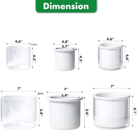 Phoenix Vine 6 Inch 4 Inch Self Watering Planter Pots, Design White Terracotta Pots for Plants, Indoor Cylinder Terra Cotta Pots with Glass Vase Set, 51-B-G-46 - Image 3