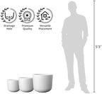 Kante Set of 3 White Concrete Capsule Round Planters for Modern Home - Image 3