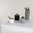 Eyely Anisa Modern Minimalist Handmade Concrete Fluted Cylinder Planter Set, Matte Monochrome Neutral (Set of 4) (NLP1004A-4SET) - Image 5