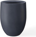 Kante Large Round Bullet Charcoal Concrete Planter 21.7" Tall, Outdoor by Unknown