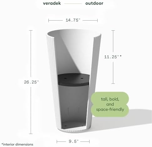 Veradek Demi Series Tall Planter - Tall Tapered Outdoor Planter with Shelf - Image 2