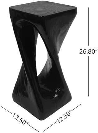 Merax Twist Shape MGO Accent Side Table, Unique Modern End Table with Wide Pedestal & Tabletop, Small Drink Tables for Living Room, Bedroom Night Stand Bedside Table, No Assembly Required, Black - Image 2