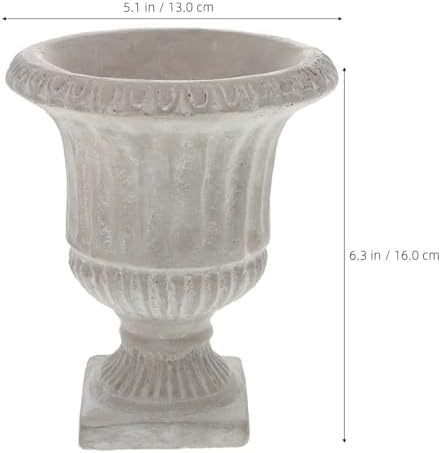 Cabilock Cement Flower Vase Urn Planter 6.29 Inch Retro Succulent Pots with Vertical Stripes for Indoor Outdoor Garden Decor - Image 2