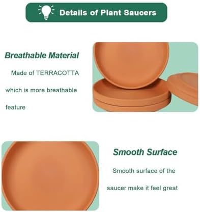 vensovo 9 Inch Terracotta Plant Saucer Pots Tray - 4 Pcs Round Planter Saucers for Indoor & Outdoor Plants, Large Clay Trays Perfect for 8 Inch 8.5 Inch 9 Inch Flower Pot - Image 6