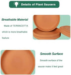 vensovo 9 Inch Terracotta Plant Saucer Pots Tray - 4 Pcs Round Planter Saucers for Indoor & Outdoor Plants, Large Clay Trays Perfect for 8 Inch 8.5 Inch 9 Inch Flower Pot - Image 6