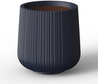 Kante Small Round Curved Charcoal Concrete Planter 13" Dia, Outdoor by Unknown
