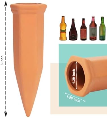 vensovo Terracotta Self Watering Spikes - 24 Pcs Potted Plant Watering Devices Vacation Self-Watering Stakes for Outdoor, Indoor Plants, Wine Bottle - Image 2