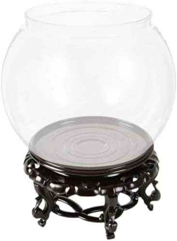 DECHOUS Round Fish Bowl Desktop Fish Tank with Base Small Aquarium Decor for Betta Hydroponic Vase Planter Clear Plastic Tabletop Bowl for Office Home Display by DECHOUS