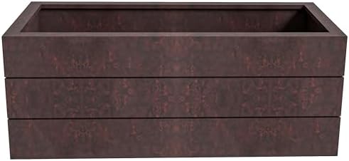 LeisureMod Oasis Mid-Century Modern Fiberglass and Clay Planter for Indoor and Outdoor - Rectangular Weather-Resistant Durable Planter Box with Drainage Holes (Brown) - Image 4