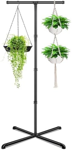 Plant Hanger Indoor, Hanging Plant Stand Heavy Duty Metal Standing Plant Hanger with 4 Hooks Hanging Plant Holder Hanging Planter for Indoor Plants Bedroom Living Room Balcony by OugeWood