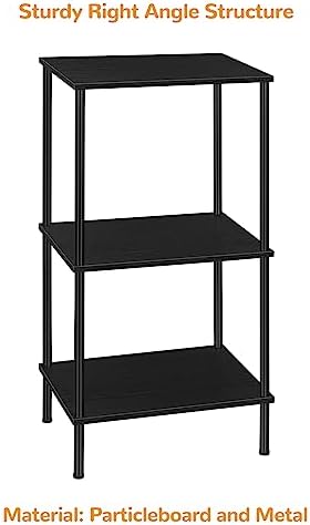 ETELI Tall Side Table with Storage 3 Tier Black End Table Metal Storage Shelves for Living Room Bedroom Bathroom Small Slim Table for Office - Image 4