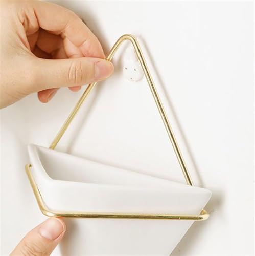 White,M,Wall Planters for Indoor Plants, Geometric Hanging Flower Vase Vessel with Metal Hanger, Creative Wall-Mounted Ceramic Planter - Image 4