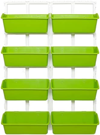 Vertical Wall Hanging Planter, 8 Pockets Indoor and Outdoor Plant Stand with Detachable Hooks & Container Boxes, 4-Tier Hanging Planter Rack for Flowers Vegetables Herb, Light Green by Unknown