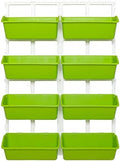 Vertical Wall Hanging Planter, 8 Pockets Indoor and Outdoor Plant Stand with Detachable Hooks & Container Boxes, 4-Tier Hanging Planter Rack for Flowers Vegetables Herb, Light Green by Unknown