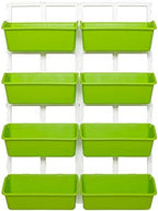Vertical Wall Hanging Planter, 8 Pockets Indoor and Outdoor Plant Stand with Detachable Hooks & Container Boxes, 4-Tier Hanging Planter Rack for Flowers Vegetables Herb, Light Green by Unknown