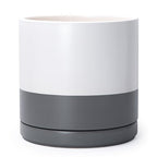 D'vine Dev 12 Inch Ceramic Planter Pot, White/Grey, 94-O-F-6 by DvineDevPlanterPotsandStand
