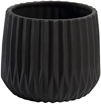 Indoor Plant Pots Black/White Ceramic Plant Pot Modern Minimalist Style Plant Pot Durable Flower Container Small Plant Flower Container Planters for Outdoor Plants(Black,Medium) by Unknown