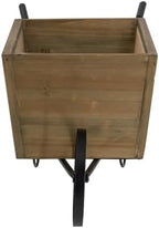 Wheelbarrow Planter with Iron Frame, 19.5 Inch, Brown and Black - Image 4