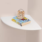 White Corner Wall Shelf 16inch Solid Oak Wood Floating Corner Shelf with Wire Hole Corner Wall Storage Display Shelves for Living Room Bedroom Bathroom Kitchen by GIEANOO