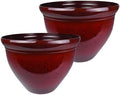 The HC Companies Pizzazz Round Planter Pot, 16 Inch, Warm Red, 2-Pack by TheHCCompanies