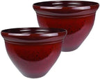 The HC Companies Pizzazz Round Planter Pot, 16 Inch, Warm Red, 2-Pack by TheHCCompanies