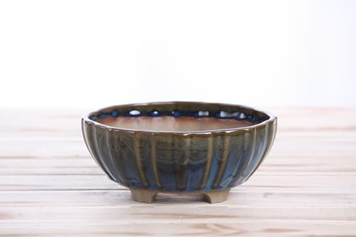 Willow Bonsai Ceramics Lily Bonsai Pot 6 Inch – Sculpted Rounded Ceramic Bonsai & Succulent Planter with Wavy Profile, High‑Fired Frost‑Proof Stoneware, Handmade in USA (Peacock, 6inch) - Image 2