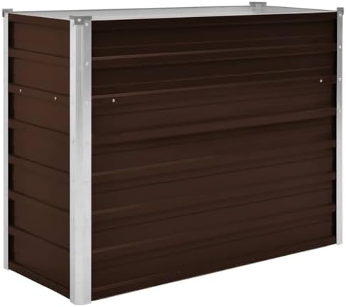 vidaXL Raised Planter, Flower Box, Planter, Garden, Plant, Terrace, Vegetable Box, galvanised Steel, 100 x 40 x 77 cm, Brown by vidaXL