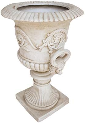 GDFStudio Noble House Adonis Outdoor Roman Chalice Garden Urn Planter in Antique White - Image 7